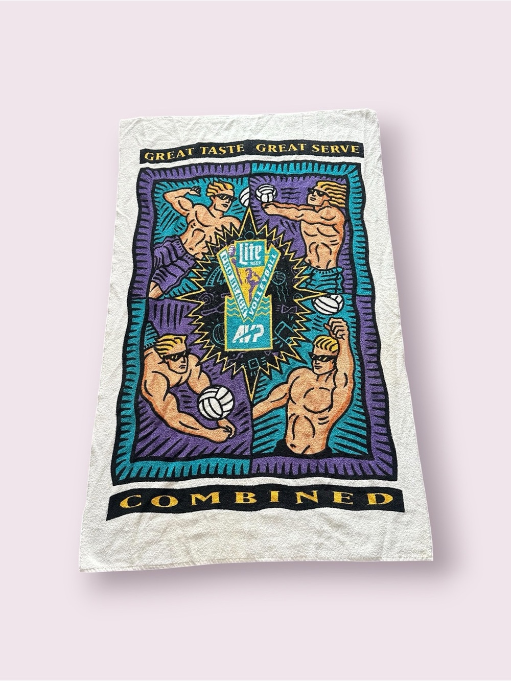 Vintage Miller Lite Beer AVP Pro Beach Volleyball Towel 34" x 56"